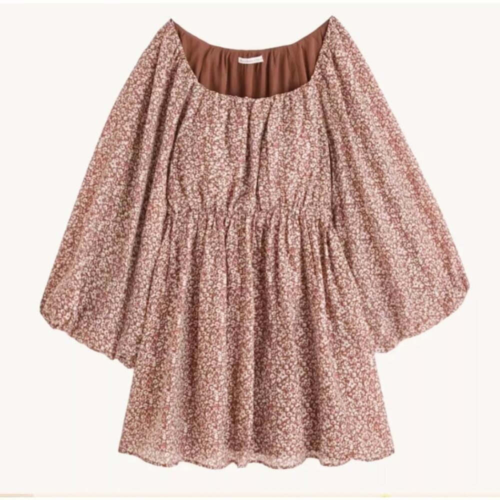 Abercrombie & Fitch Floral Peasant Blouse Small Puff Sleeve Boho Cottagecore Top